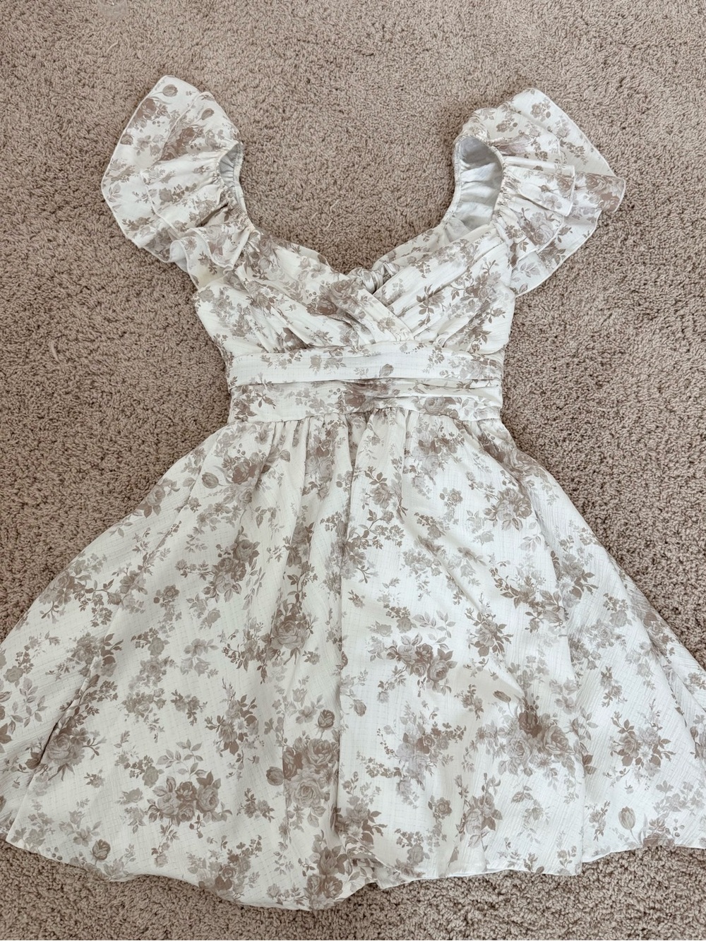 Altar'd State Cream Sundress with Taupe Floral Print